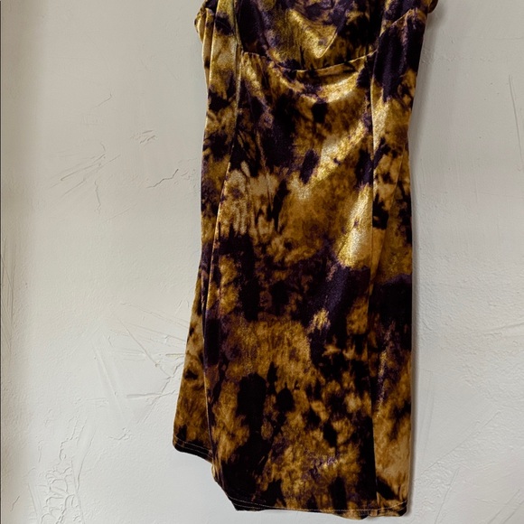 Urban outfitters Tie-Dye gold purple velvet Spaghetti Strap mini Dress small - Picture 3 of 7